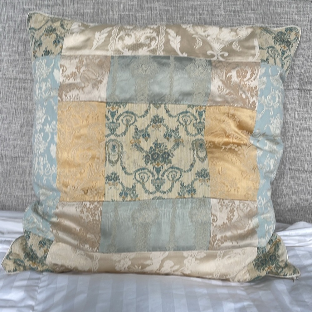 ABC Carpet Silk 24” square Euro Sham and down pillow insert